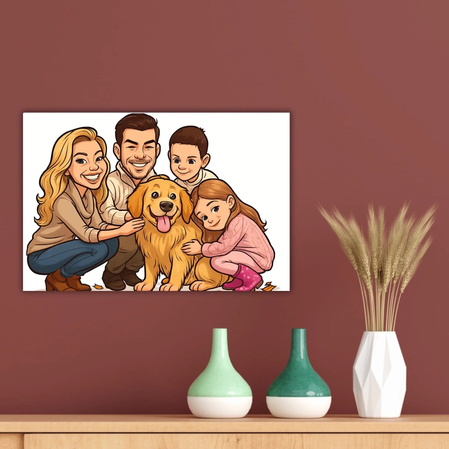 Deine Familie als Karikatur - individuelles Poster mit Rahmen