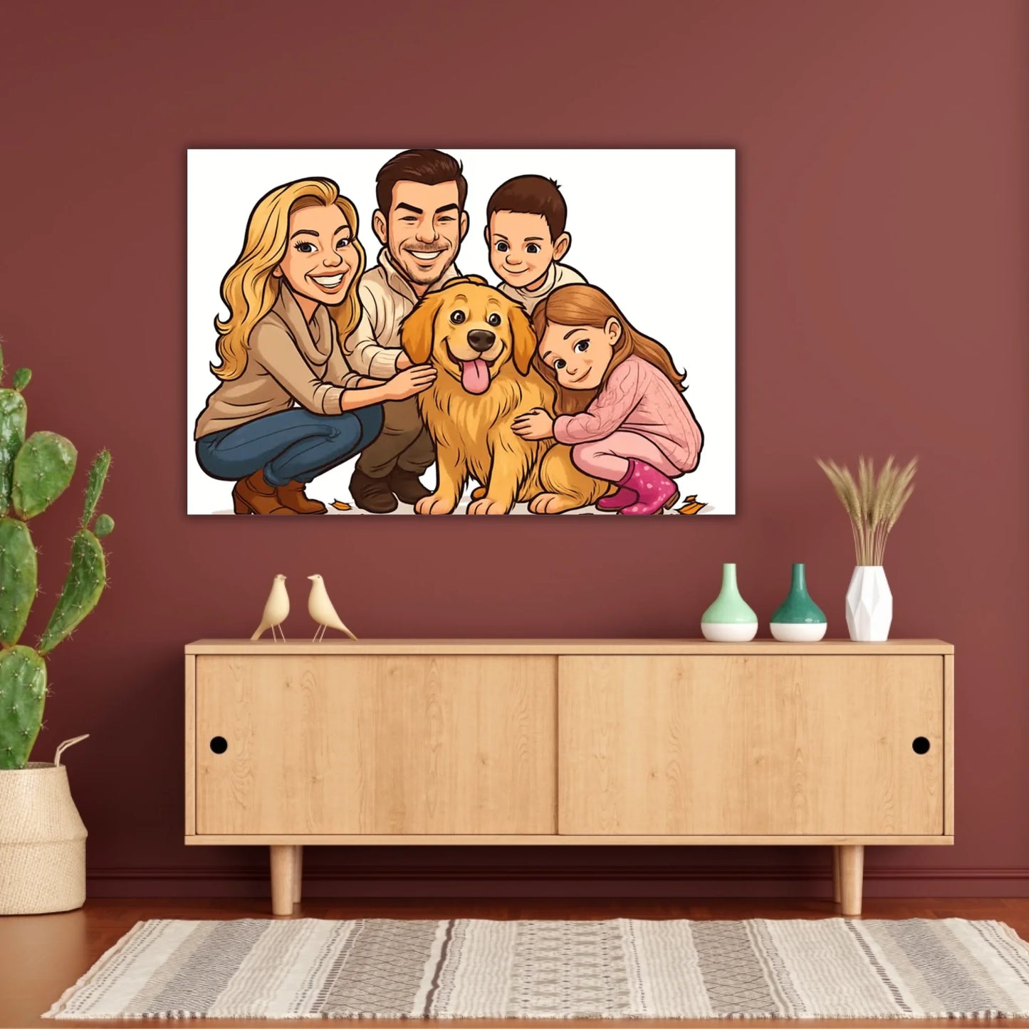 Deine Familie als Karikatur - individuelles Poster mit Rahmen