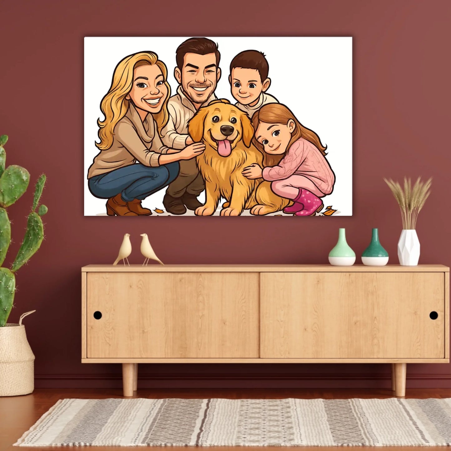 Deine Familie als Karikatur - individuelles Poster mit Rahmen