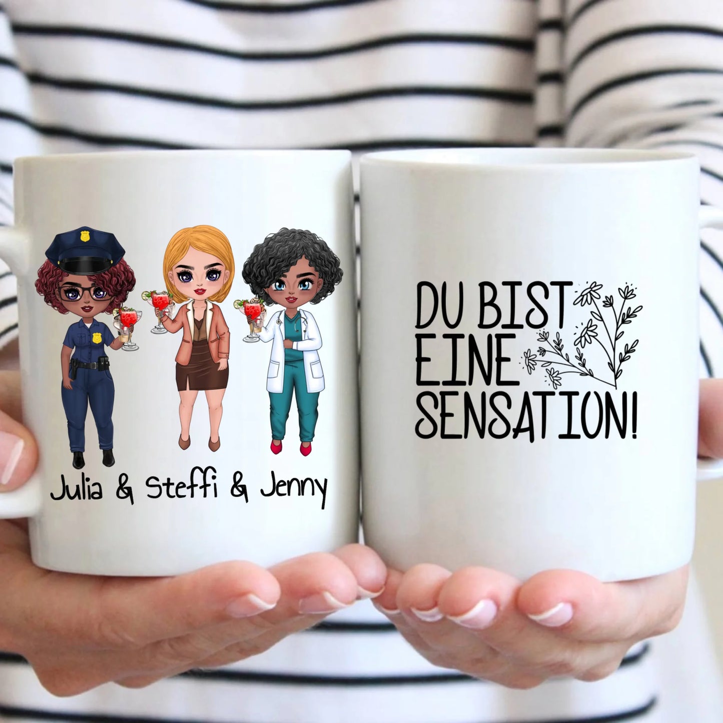 Polizei, Krankenhaus oder Büro Besties, Schwestern - Individuelles Kissen