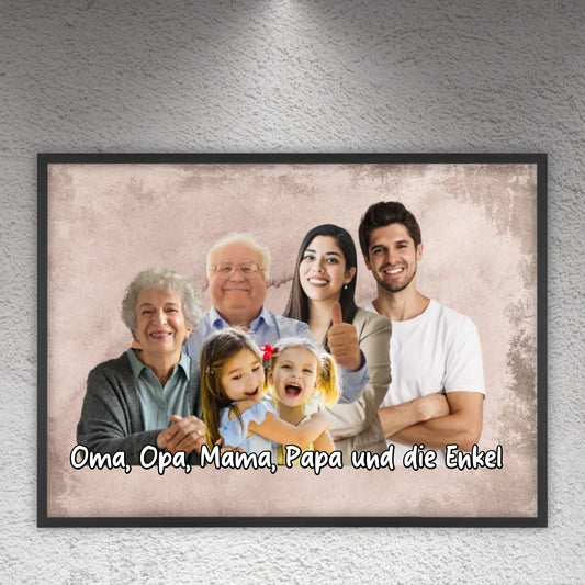 mehrere Personen vereint aus einzelnen Fotos - individuelles Poster mit Galerierahmen