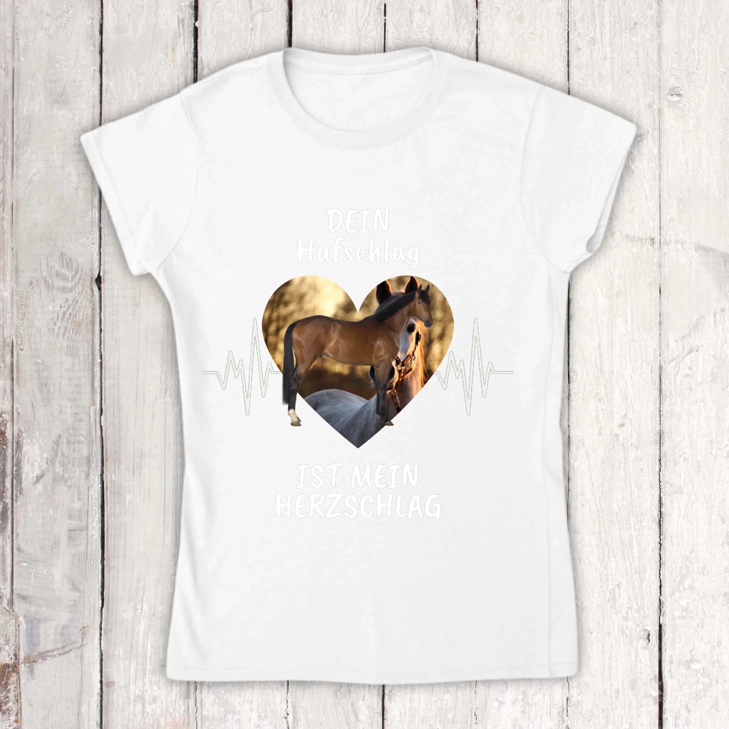 T-Shirt mit Pferde Herzschlag und deinem Foto