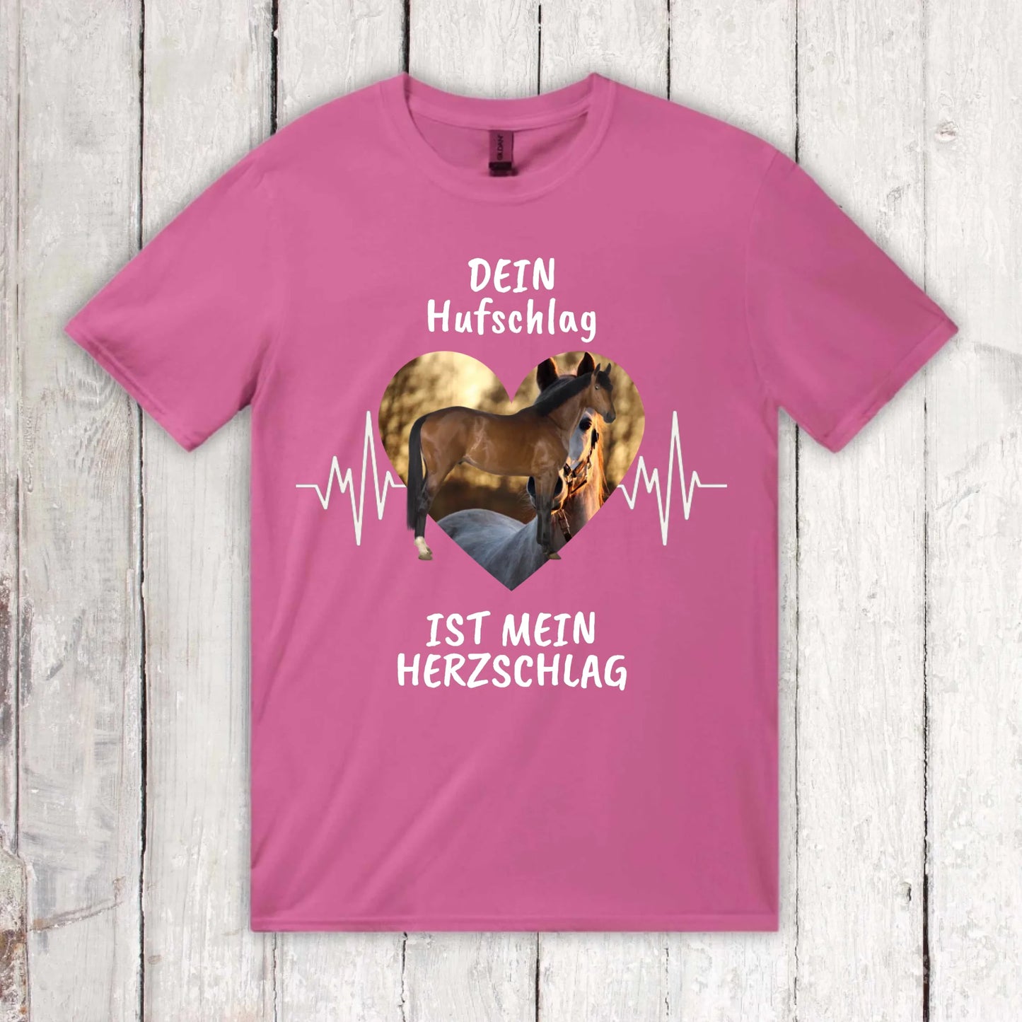 T-Shirt mit Pferde Herzschlag und deinem Foto
