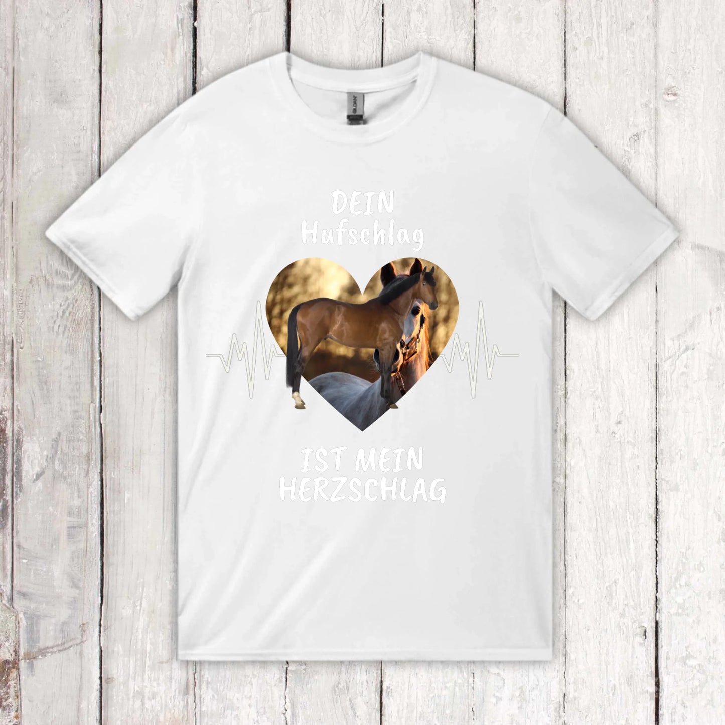 T-Shirt mit Pferde Herzschlag und deinem Foto