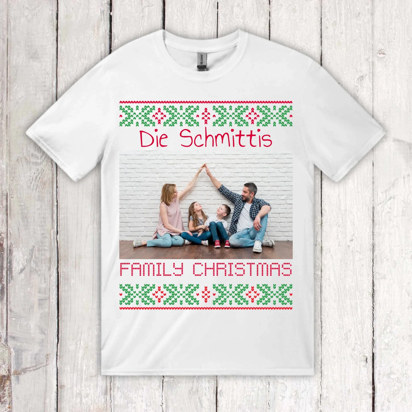 Ugly Weihnachts-Sweater mit deinem Foto und Text - personalisiere dein X-Mas