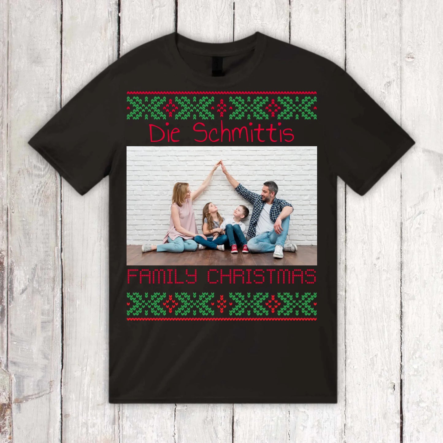 Ugly Weihnachts-Sweater mit deinem Foto und Text - personalisiere dein X-Mas