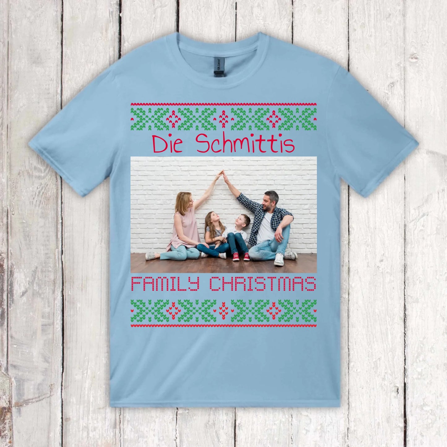 Ugly Weihnachts-Hoodie mit deinem Foto und Text - personalisiere dein X-Mas