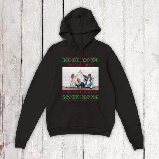 Ugly Weihnachts-Hoodie mit deinem Foto und Text - personalisiere dein X-Mas
