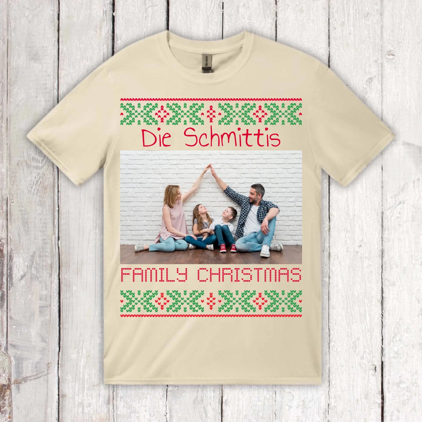 Ugly Weihnachts-Hoodie mit deinem Foto und Text - personalisiere dein X-Mas