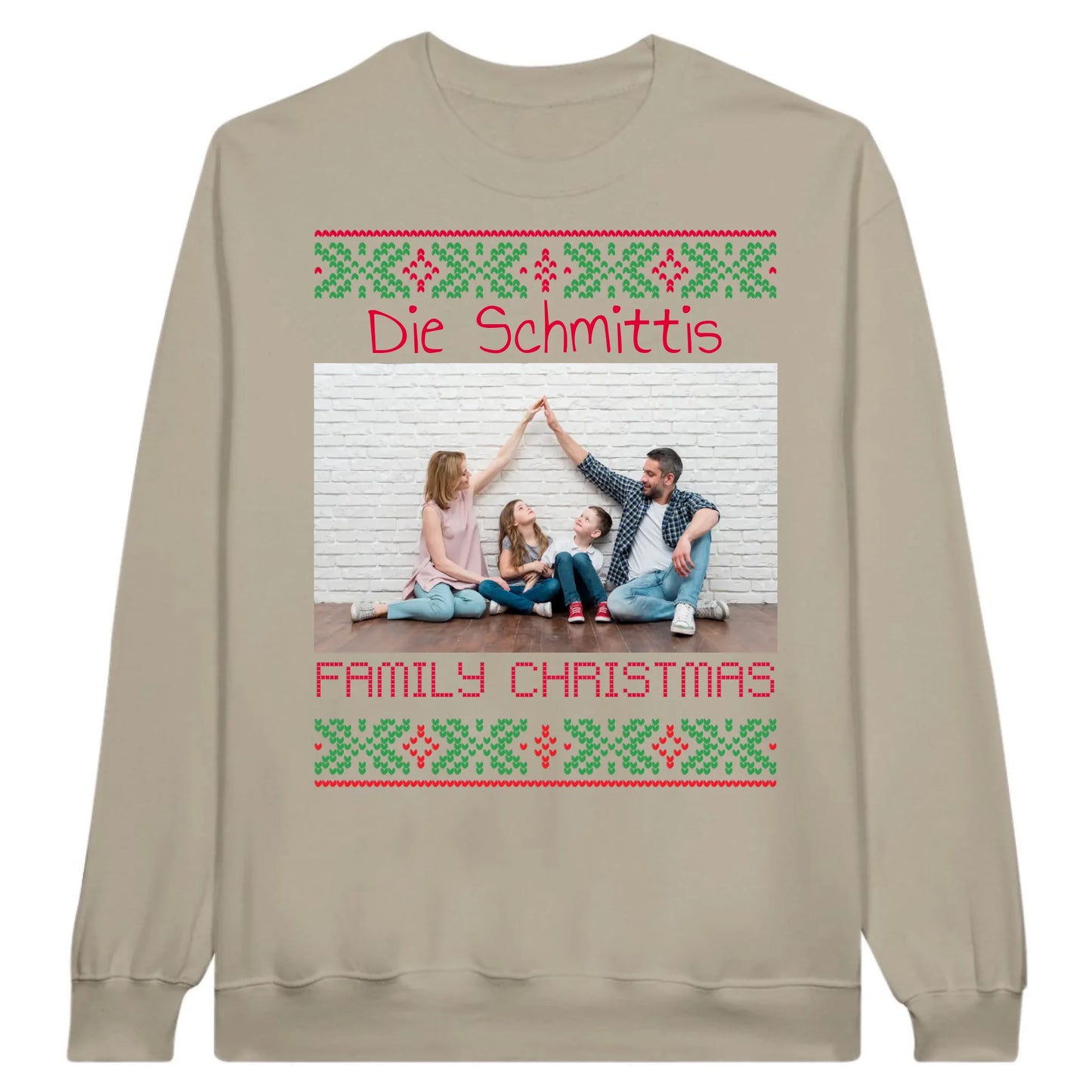 Ugly Weihnachts-Hoodie mit deinem Foto und Text - personalisiere dein X-Mas
