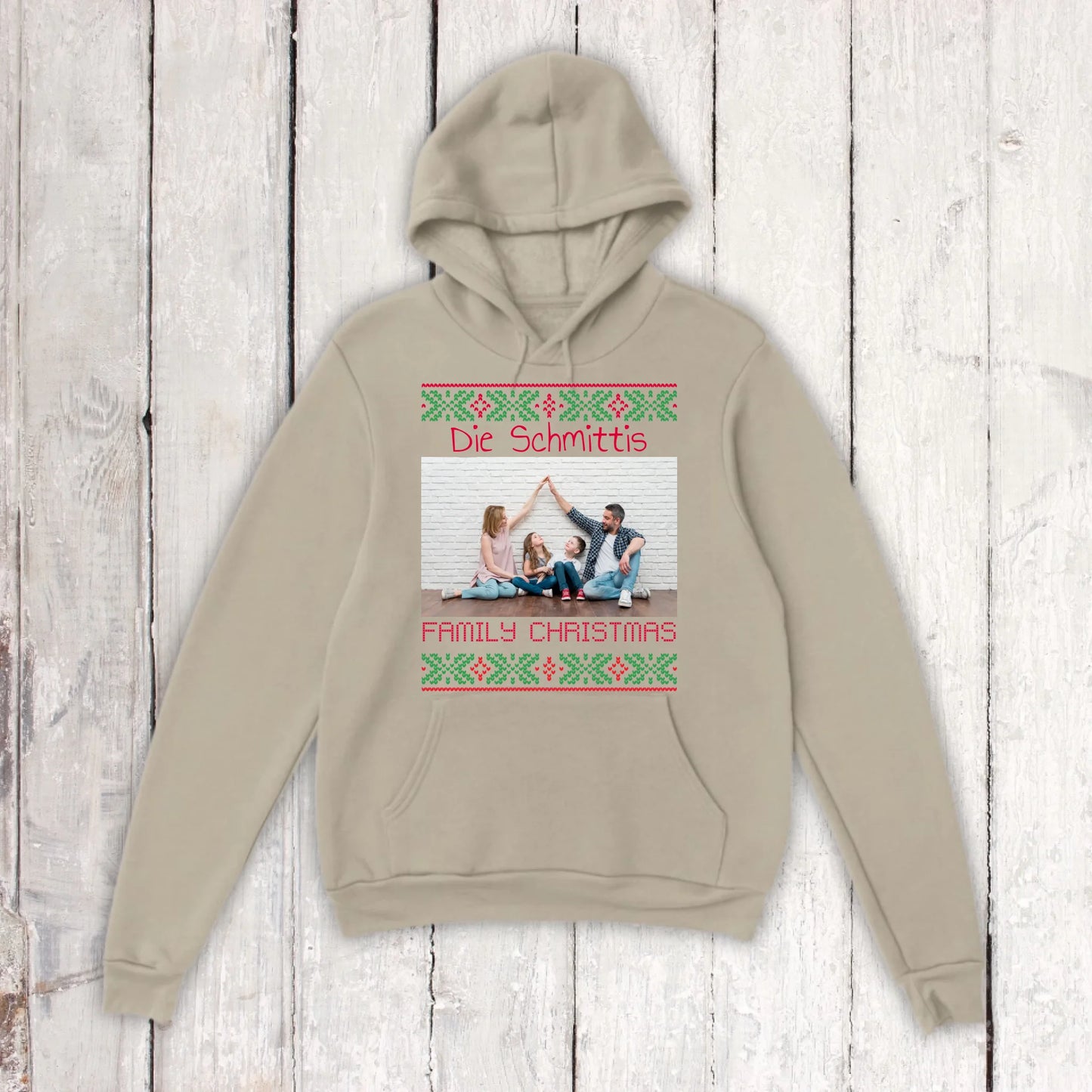 Ugly Weihnachts-T-Shirt mit deinem Foto und Text - personalisiere dein X-Mas