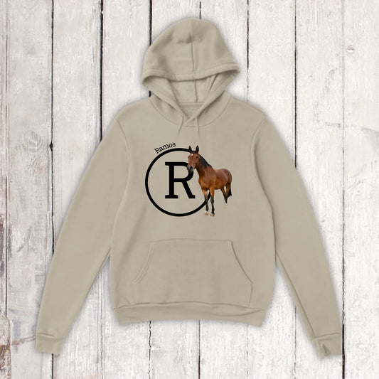 Initiale mit Bild und Text für Reiter und Pferdeliebhaber - Individueller Hoodie und T-Shirt