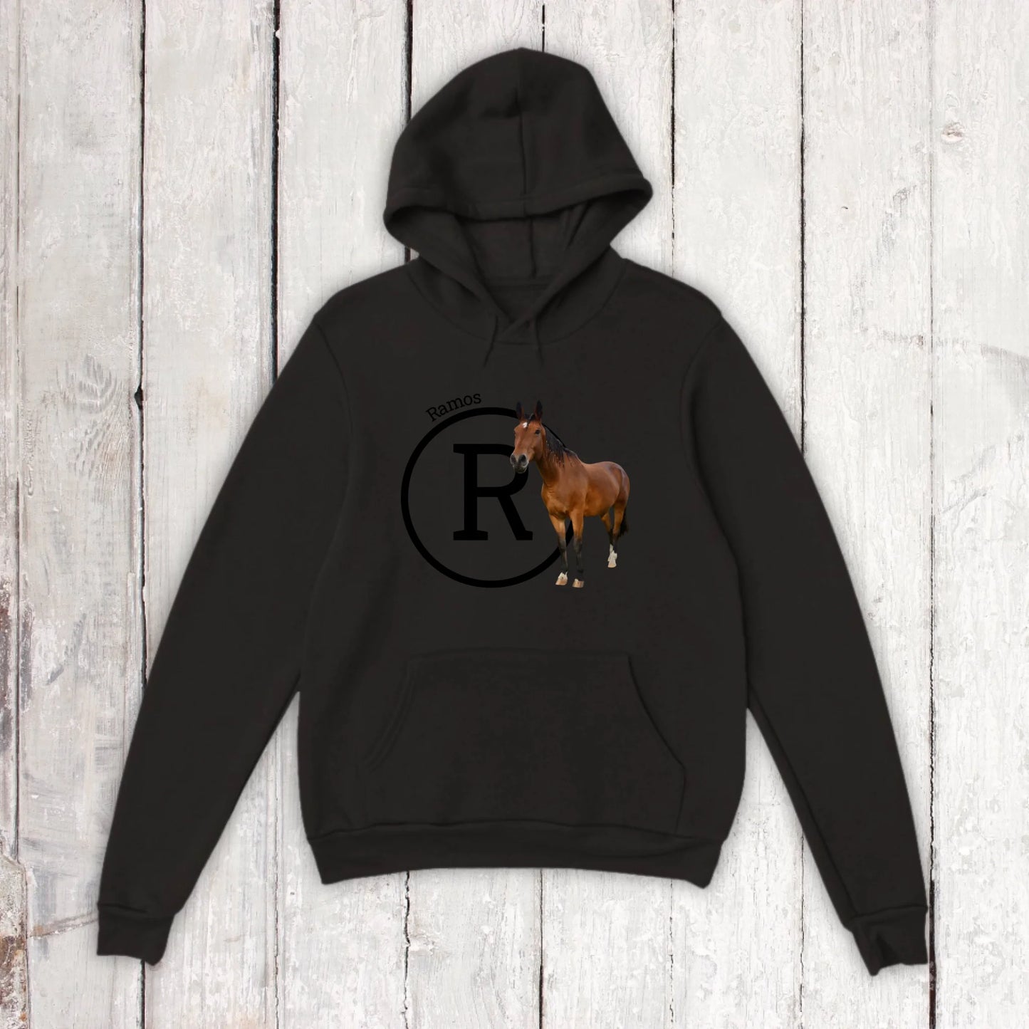 Initiale mit Bild und Text für Reiter und Pferdeliebhaber - Individueller Hoodie und T-Shirt