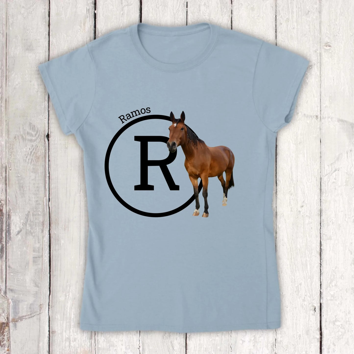 Initiale mit Bild und Text für Reiter und Pferdeliebhaber - Individueller Hoodie und T-Shirt