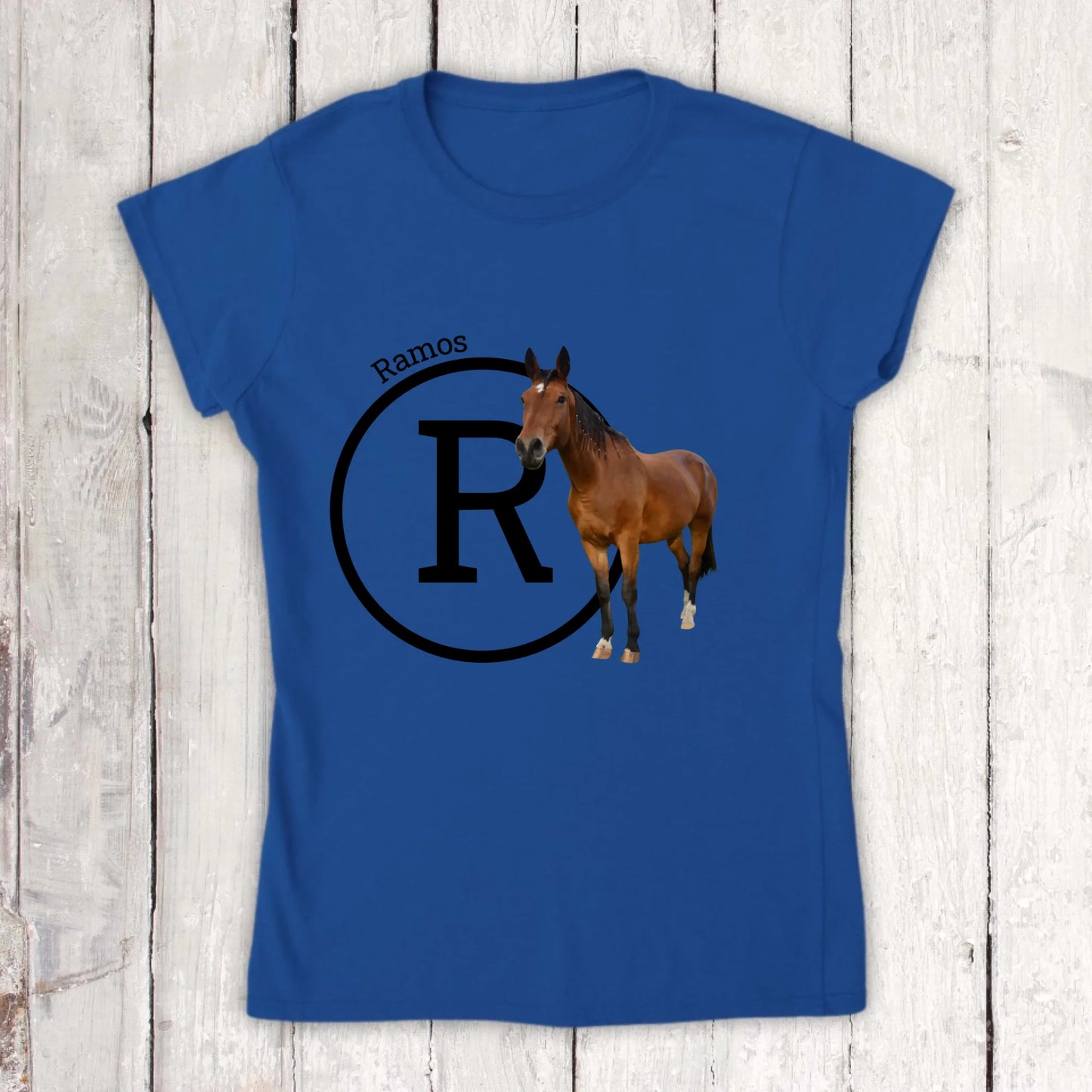 Initiale mit Bild und Text für Reiter und Pferdeliebhaber - Individueller Hoodie und T-Shirt