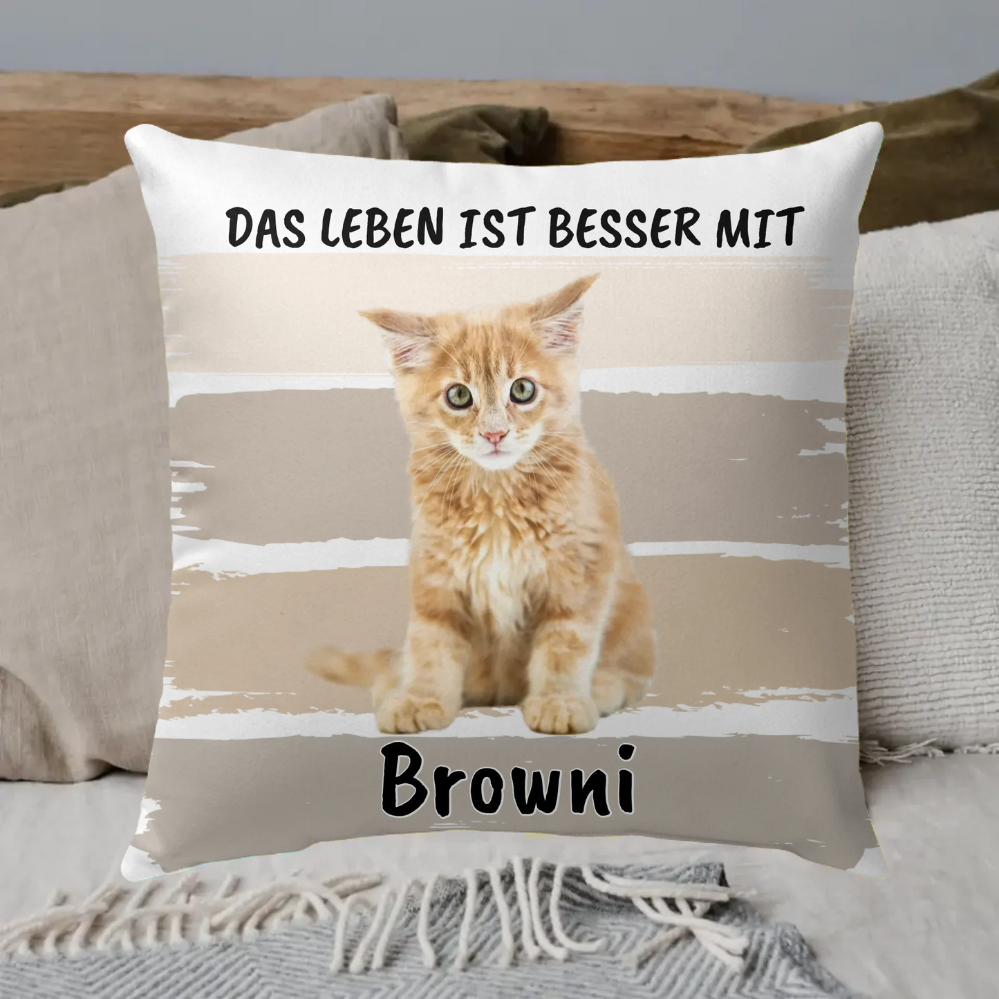 Katzenkissen "Drück mich" - individuelles Premium Fotokissen