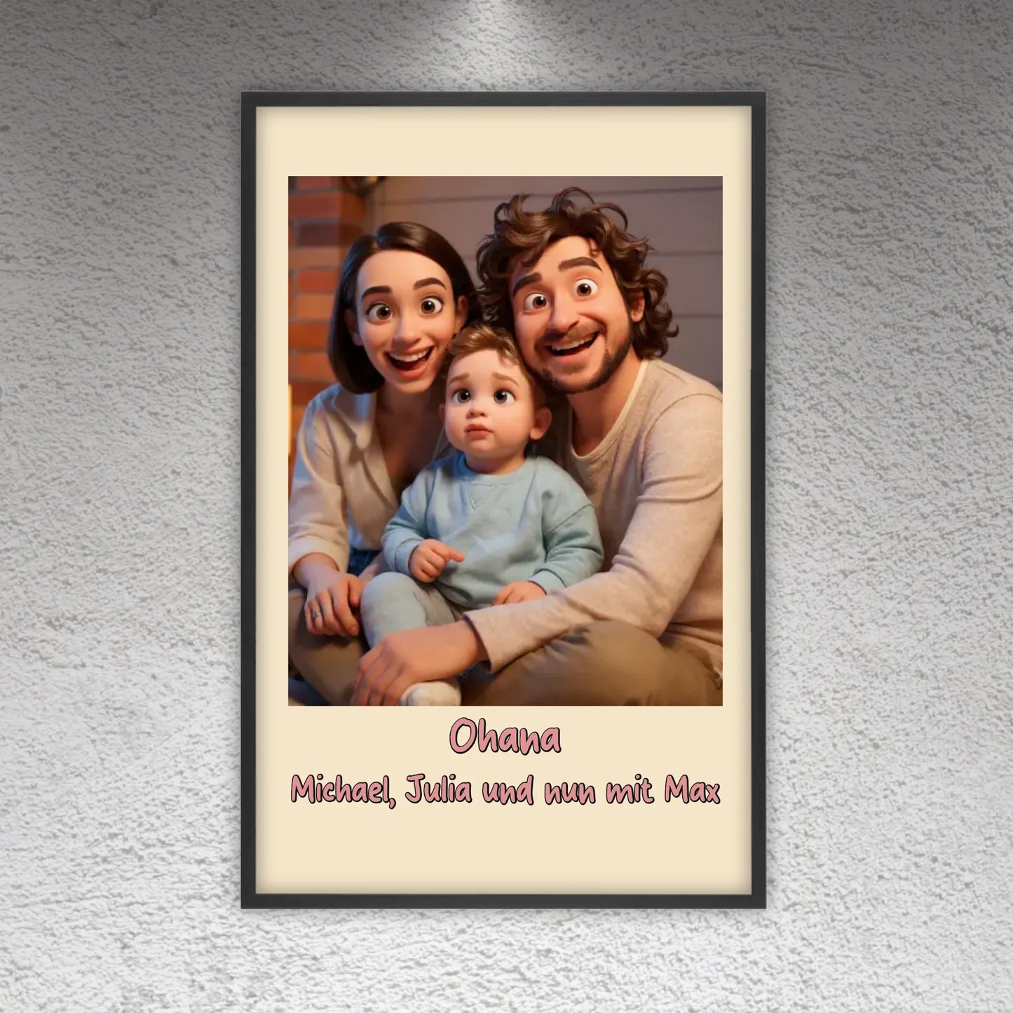 Familien Foto in Cartoon und Zeichentrick - individuelles Poster oder Leinwand