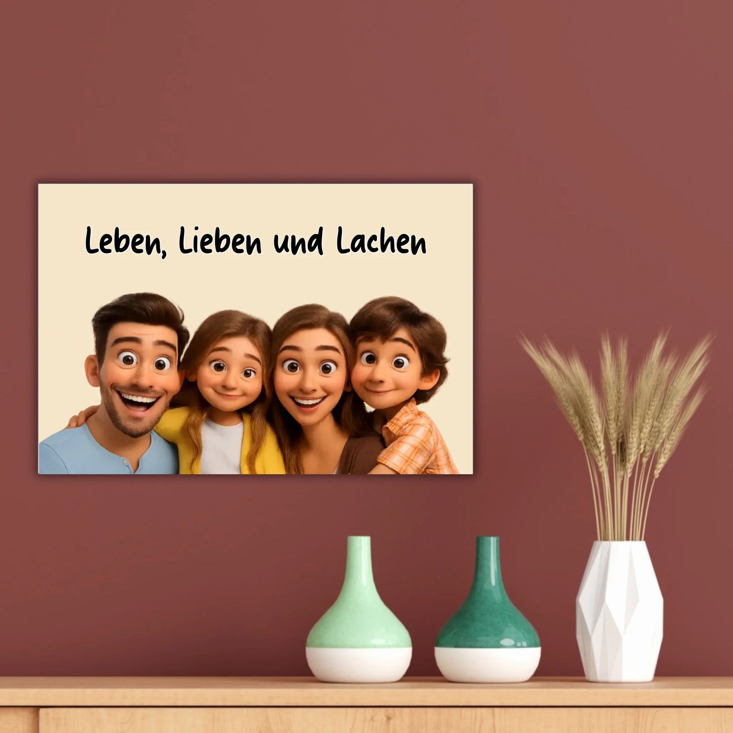 Familien Foto in Cartoon und Zeichentrick - individuelles Poster oder Leinwand