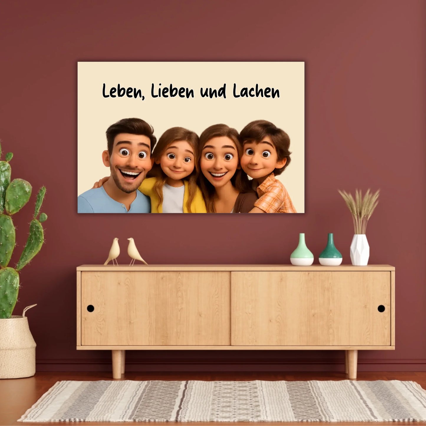 Familien Foto in Cartoon und Zeichentrick - individuelles Poster oder Leinwand