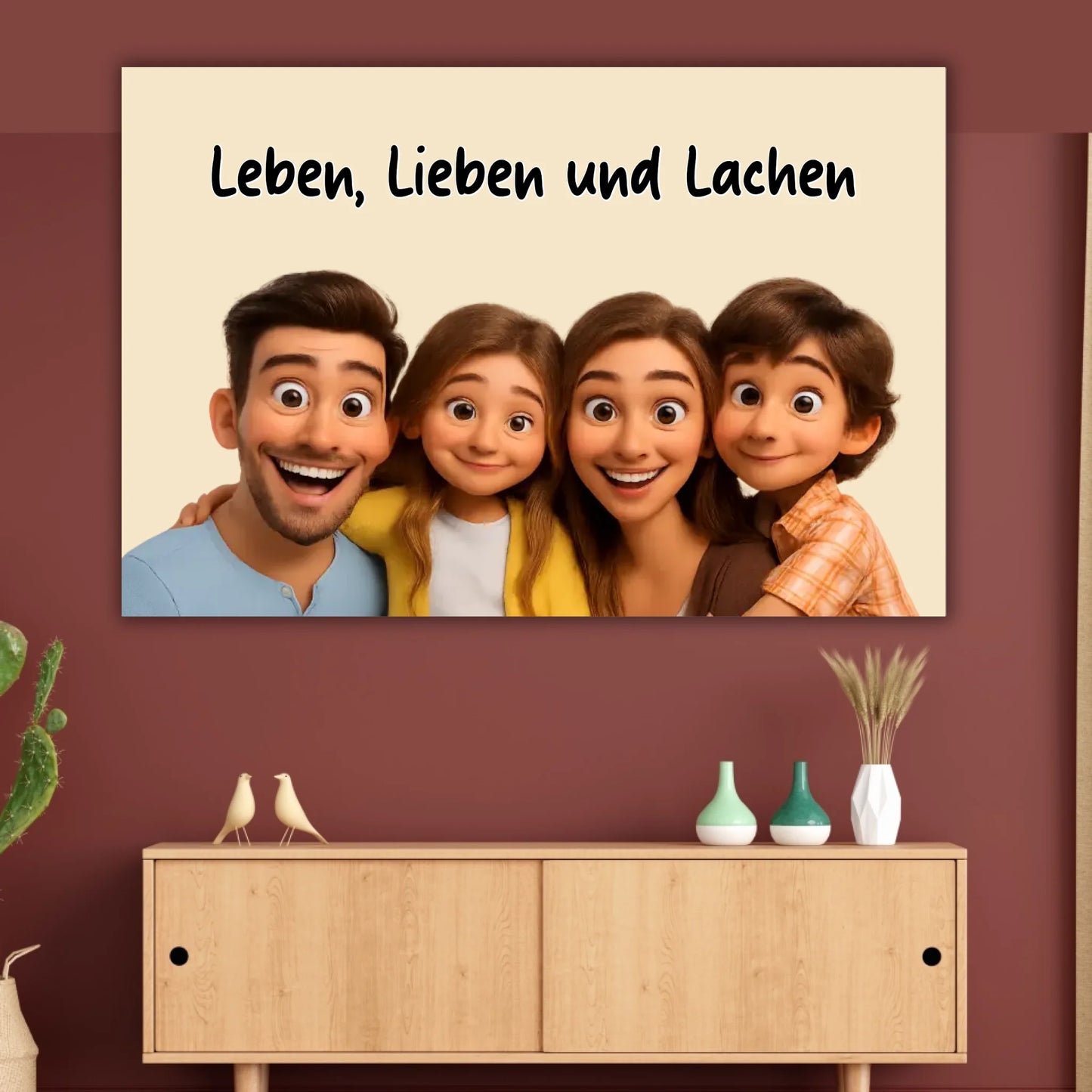 Familien Foto in Cartoon und Zeichentrick - individuelles Poster oder Leinwand