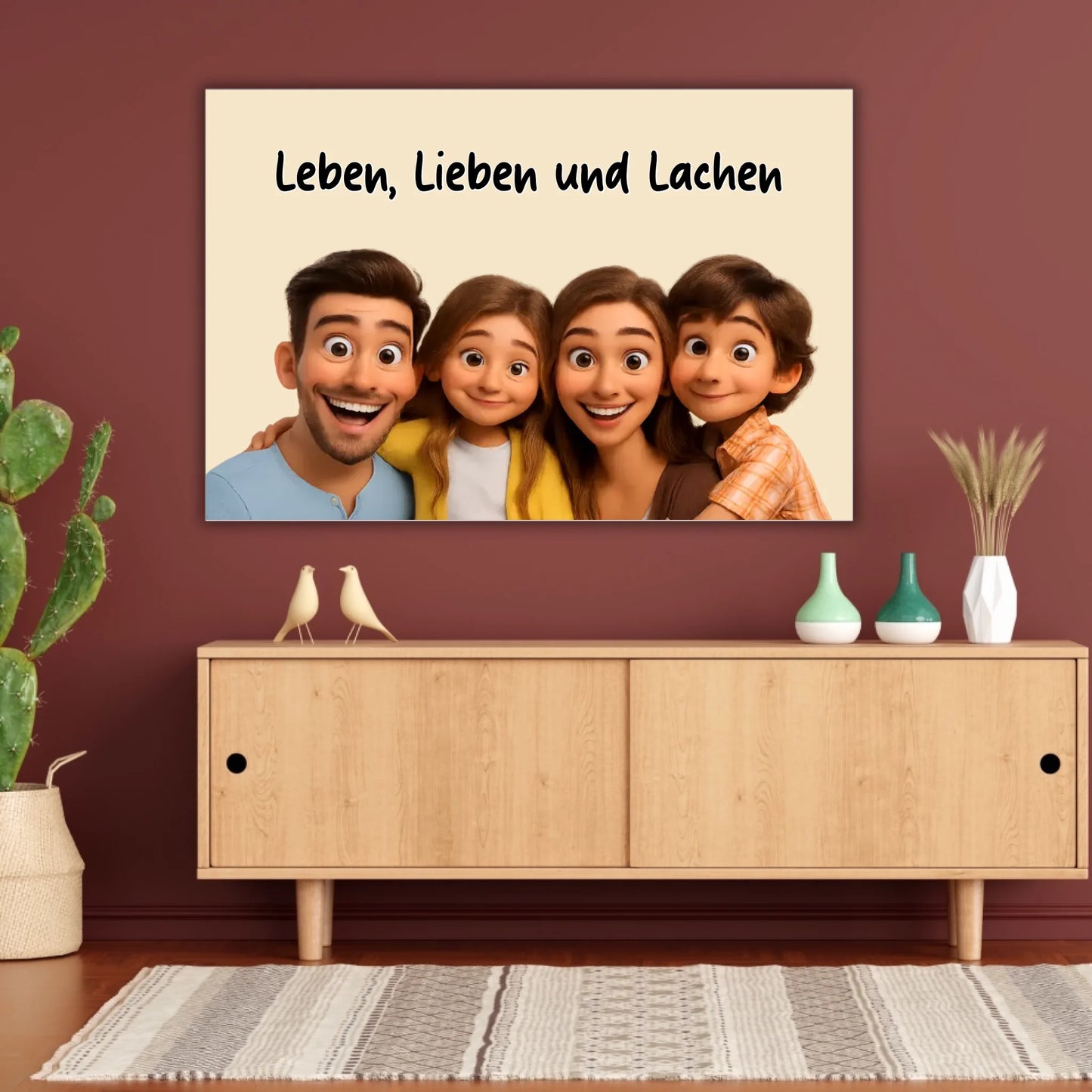 Familien Foto in Cartoon und Zeichentrick - individuelles Poster oder Leinwand