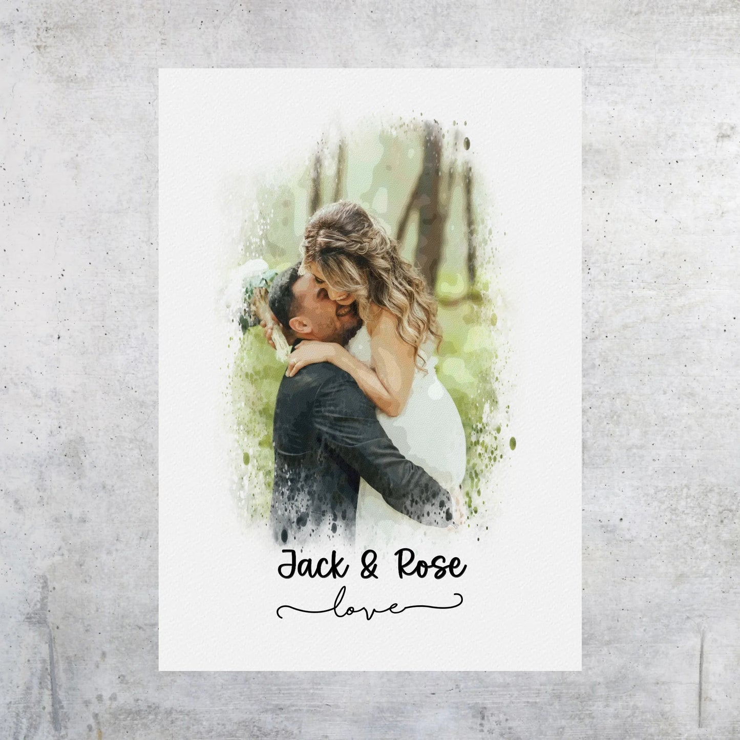 Hochzeitsfoto, Paar Leinwand, Porträt in Wasserfarben - individuelle Leinwand