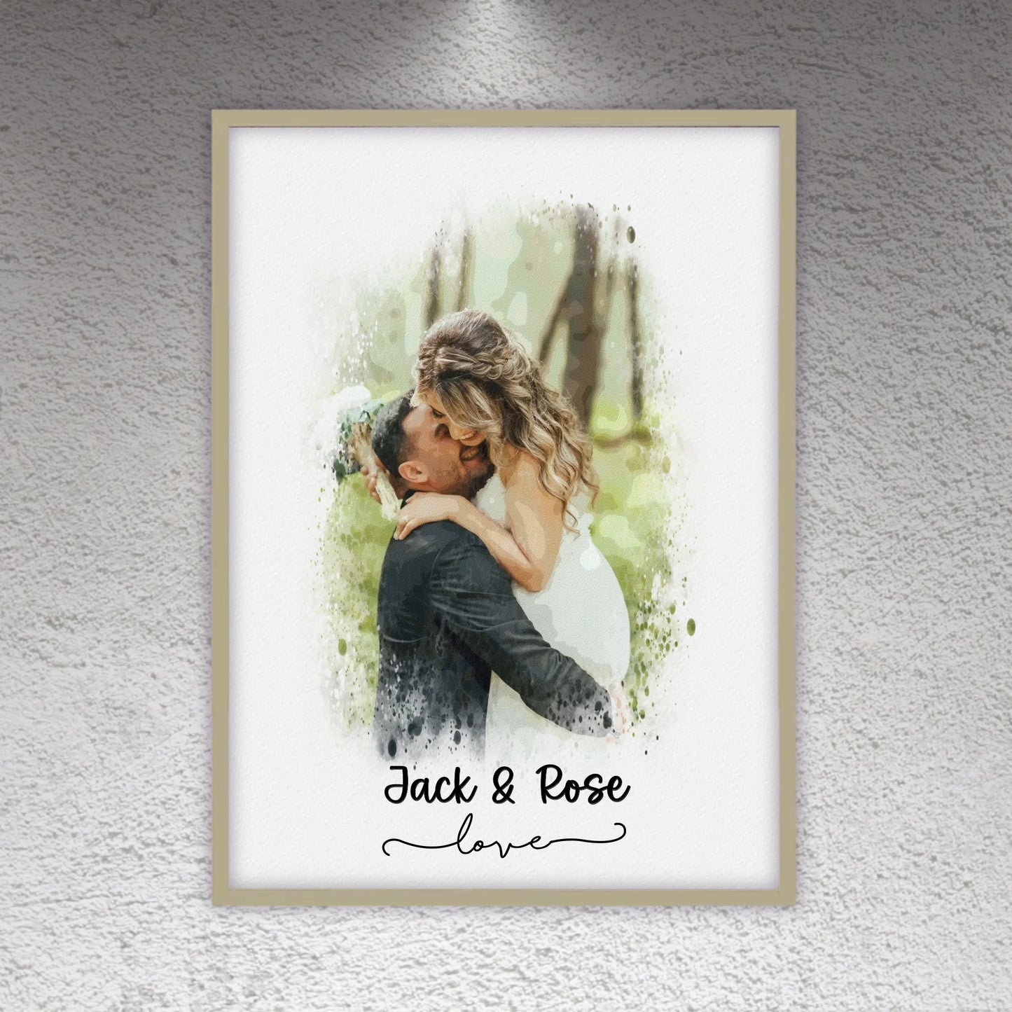 Hochzeitsfoto, Paar Leinwand, Porträt in Wasserfarben - individuelle Leinwand