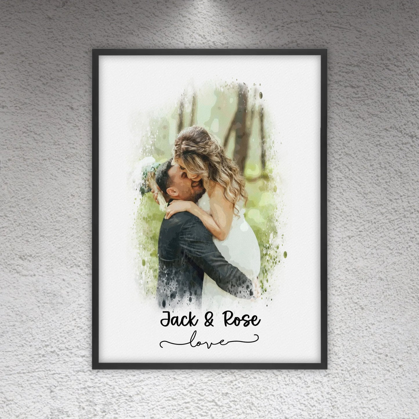 Hochzeitsfoto, Paar Leinwand, Porträt in Wasserfarben - individuelle Leinwand