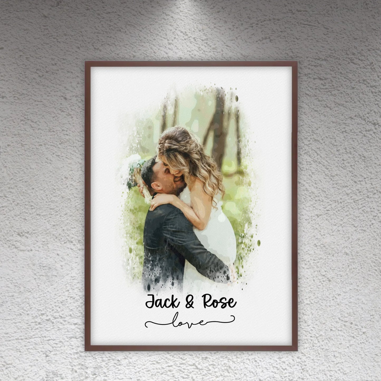 Hochzeitsfoto, Paar Leinwand, Porträt in Wasserfarben - individuelle Leinwand
