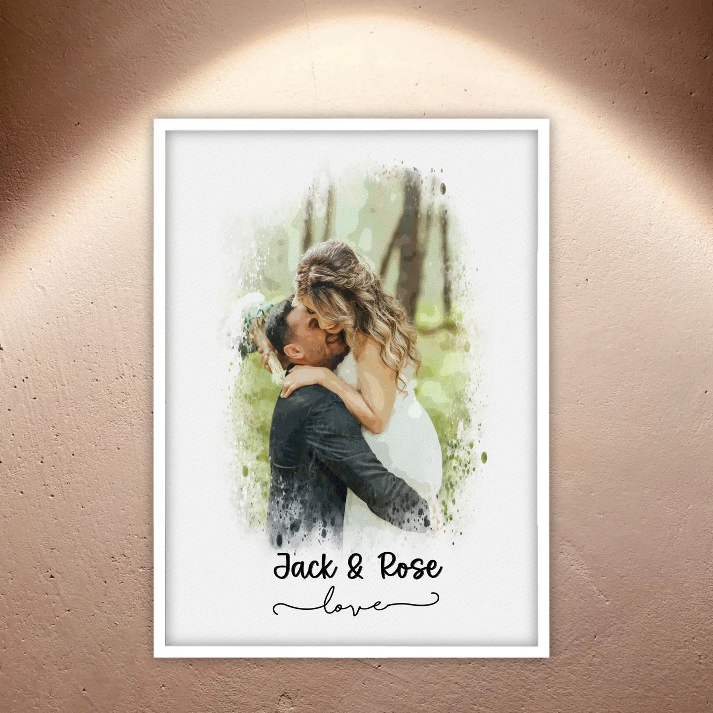 Hochzeitsfoto, Paar Leinwand, Porträt in Wasserfarben - individuelle Leinwand