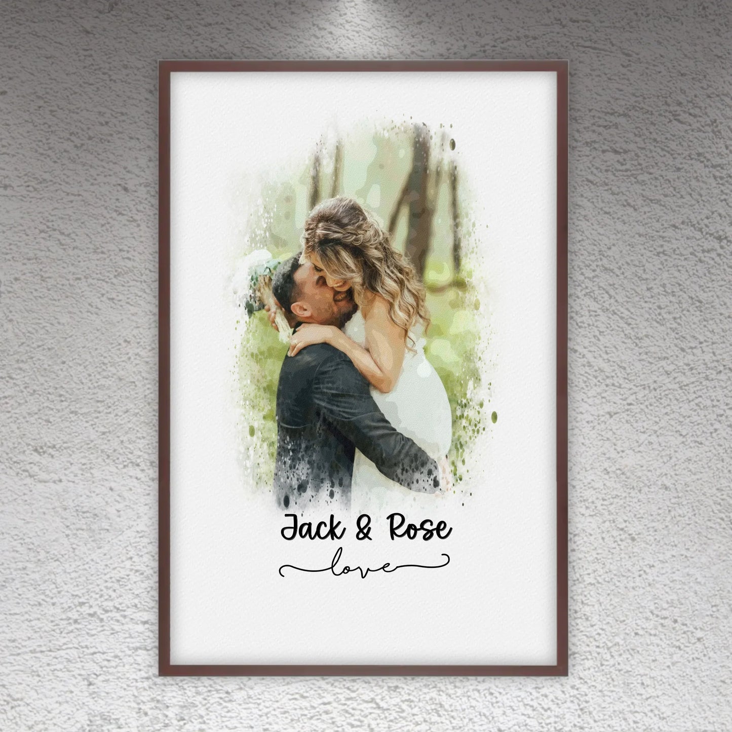 Hochzeitsfoto, Paar Leinwand, Porträt in Wasserfarben - individuelle Leinwand
