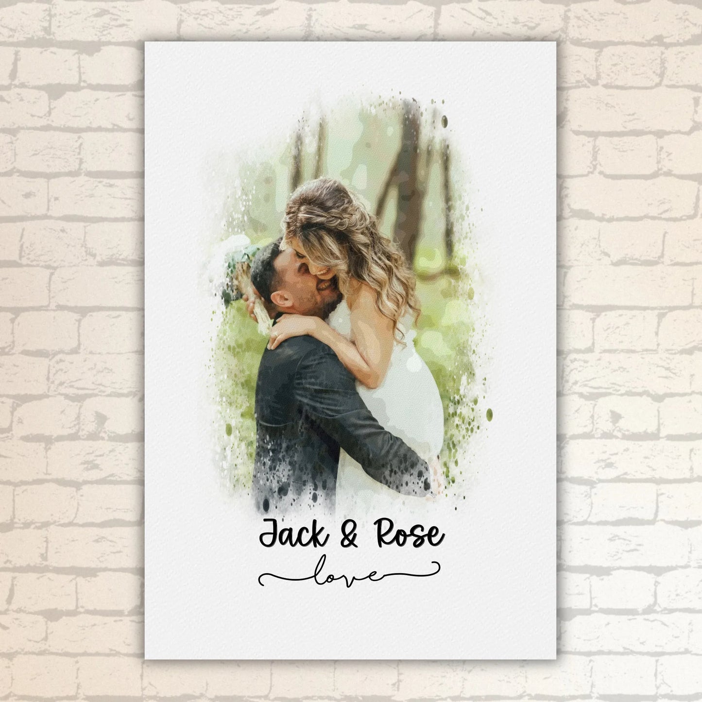 Hochzeitsfoto, Paar Leinwand, Porträt in Wasserfarben - individuelle Leinwand