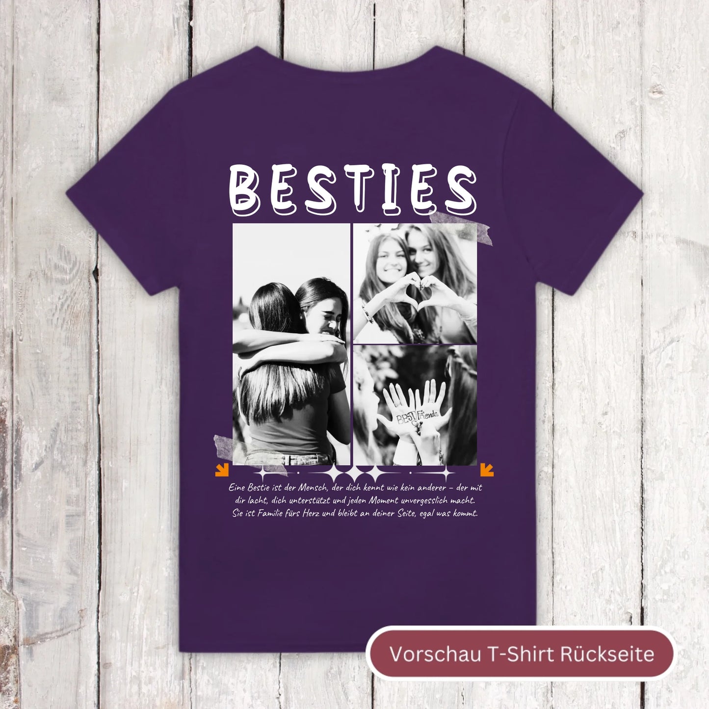 BESTIES mit bis zu 3 Fotos - individuelles Bestie T-Shirt