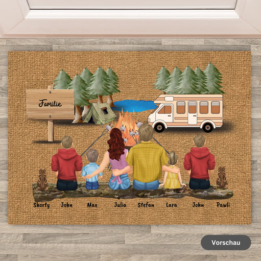 Zelten, Wohnwagen, Camping mit der Familie - individuelle Fußmatte
