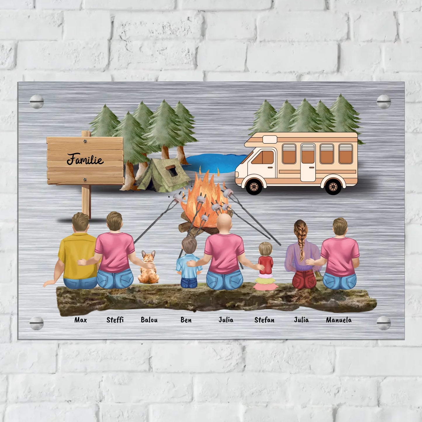 camping schild Personalisiertes Türschild aus Metall: Camping-Schild mit bis zu 8 Personen