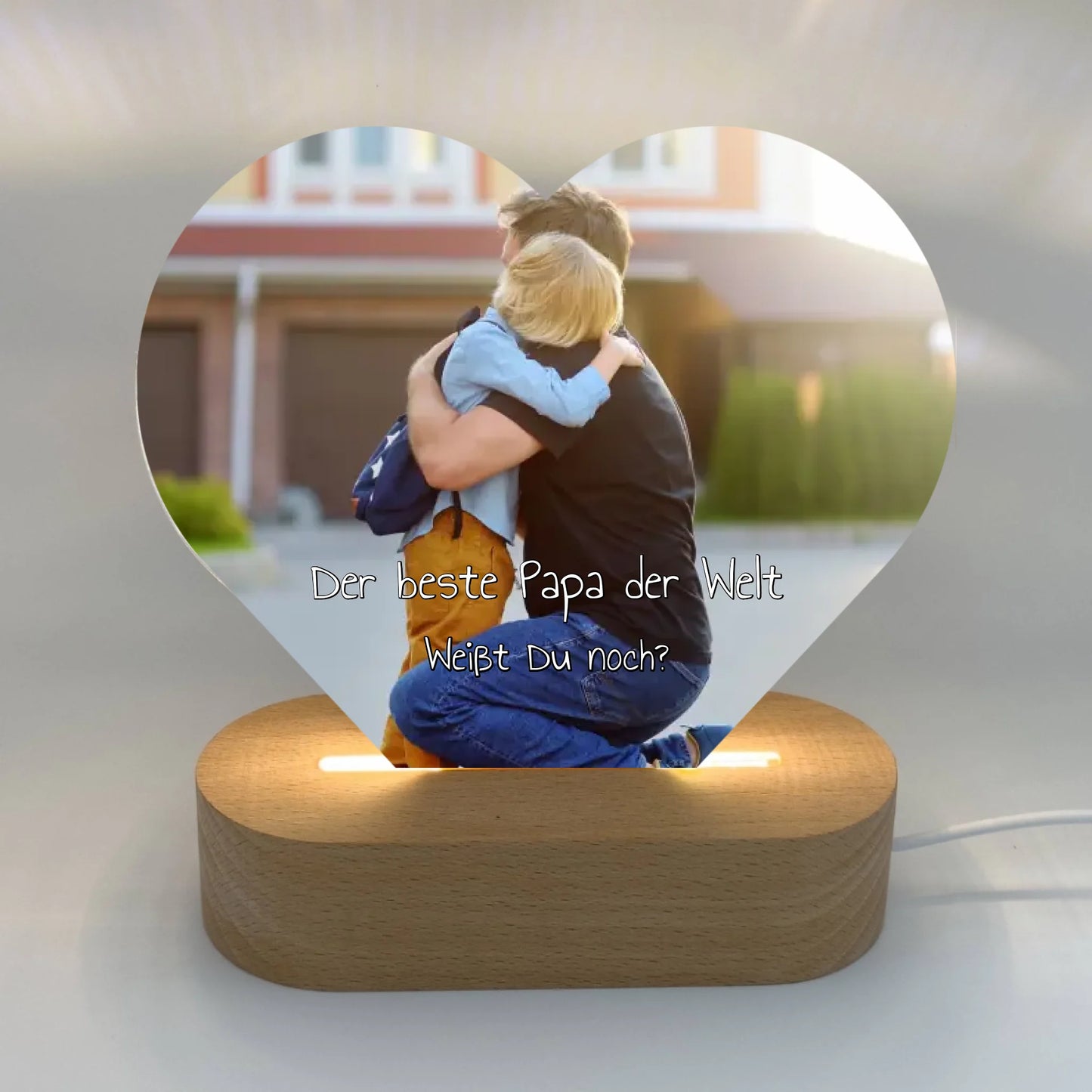 Beleuchtetes Papa-Herz - individuelles Acryl LED Licht