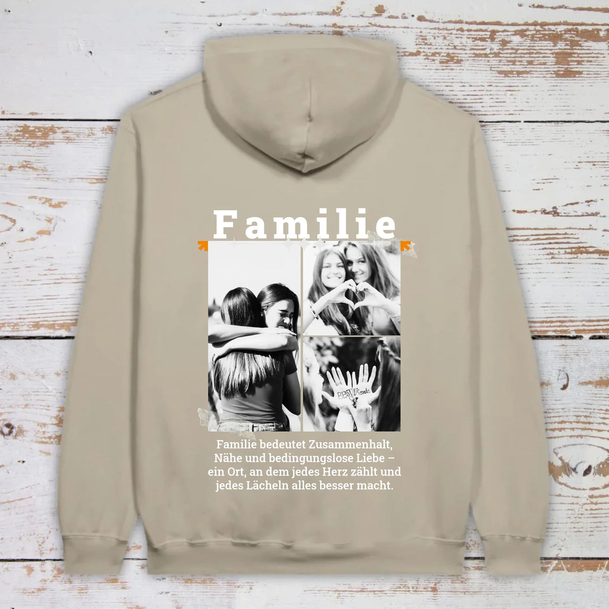 Hoodie "Familie" mit bis zu 3 Fotos - individueller Hoodie | Personalize Palace