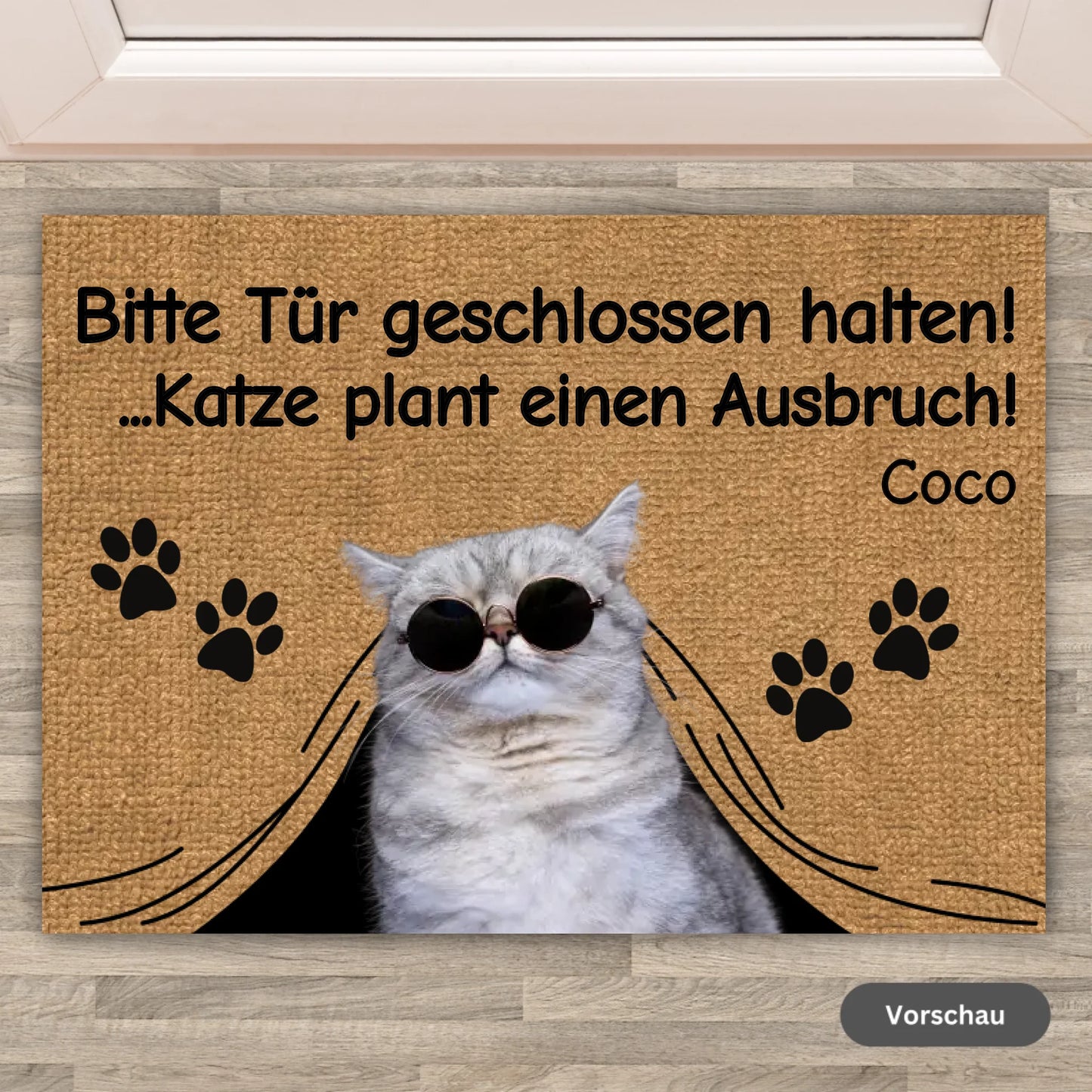 PLEASE KEEP THE DOOR CLOSED! Cat Lovers (Clipart) - Personalized Cat Doormat