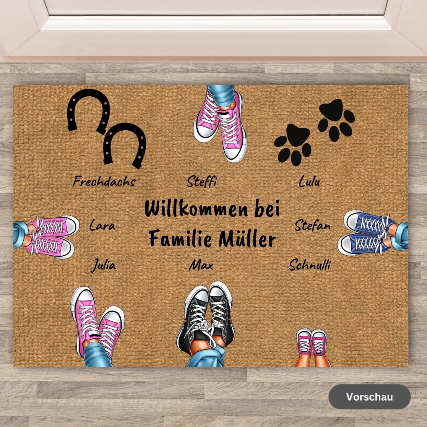 bis zu 8 Schuhe und Pfoten - Individuelle Fußmatte