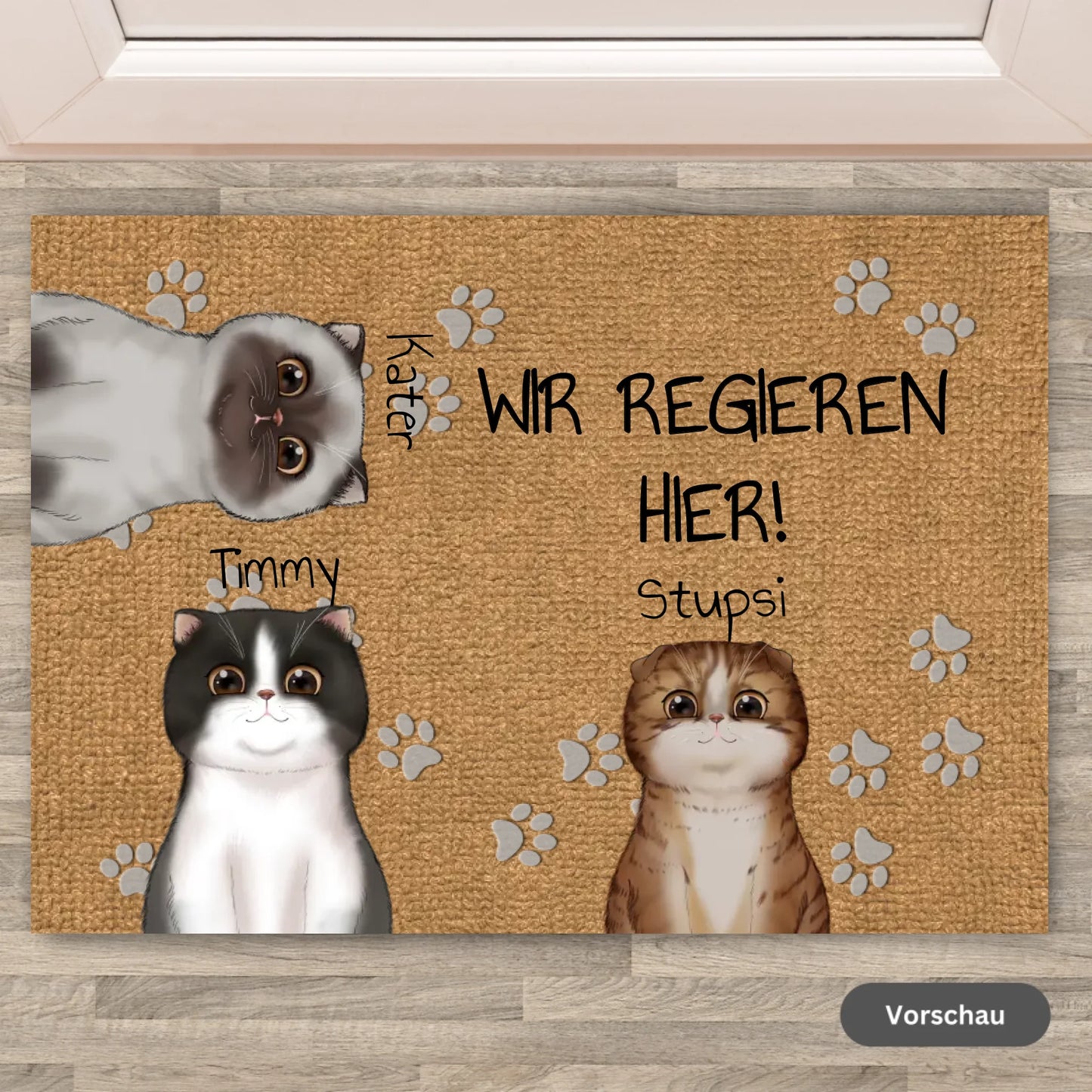 HALLO und TSCHÜSS! Foto oder Cliparts - Individuelle Katzen Fußmatte