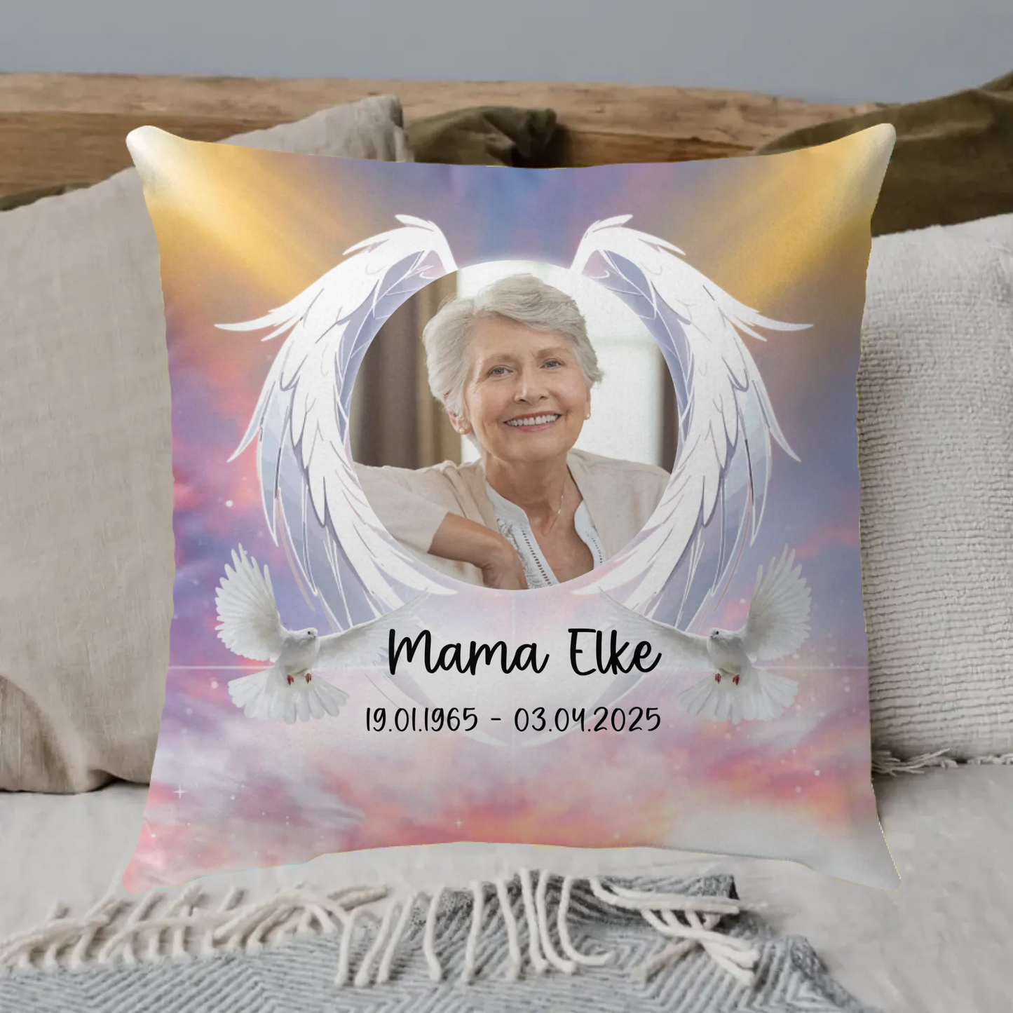 Mourning pillow "Push me" with photo - Personalized pillow