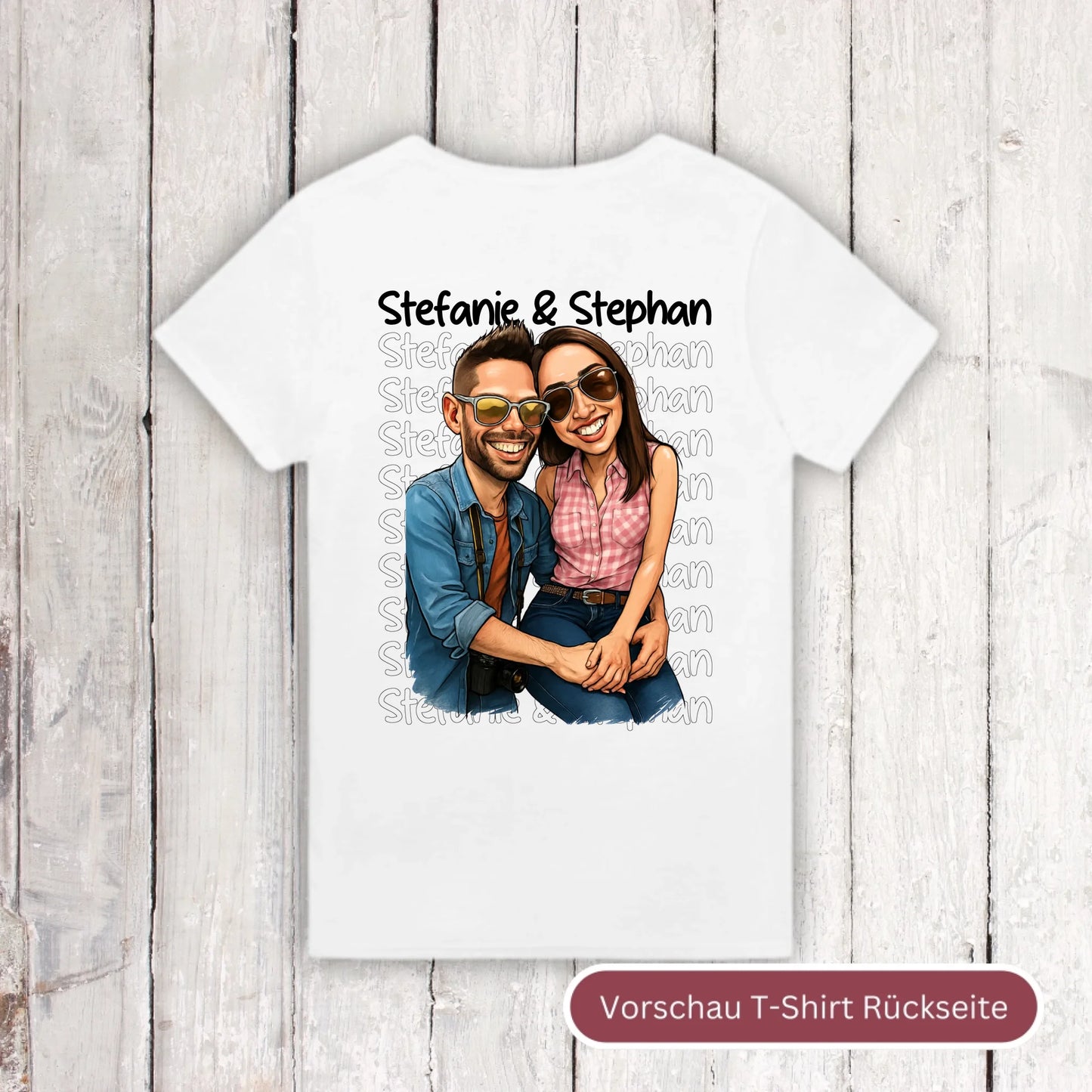 Karikatur Paar Shirt mit euren Namen und Bild - individuelles Shirt