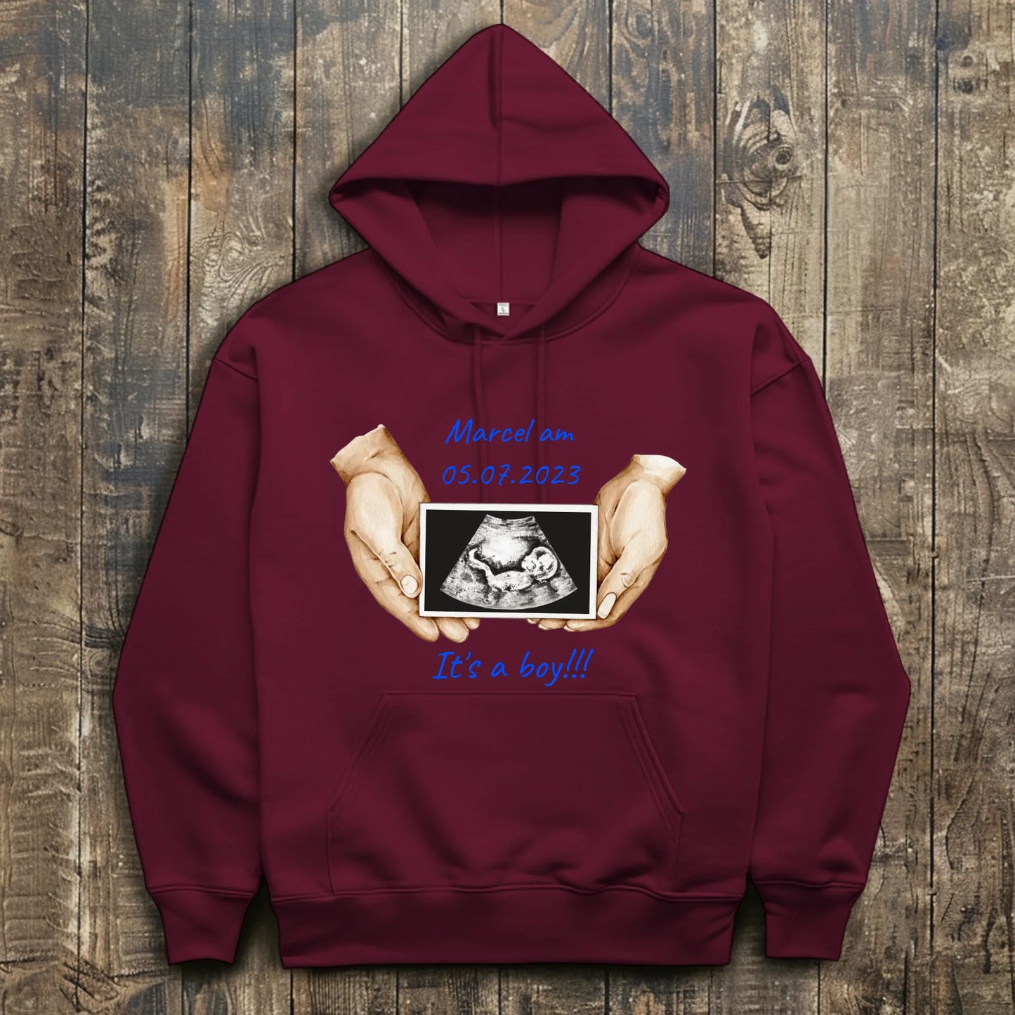 front_Burgundy_The Walking Dad - individueller Hoodie_mockup