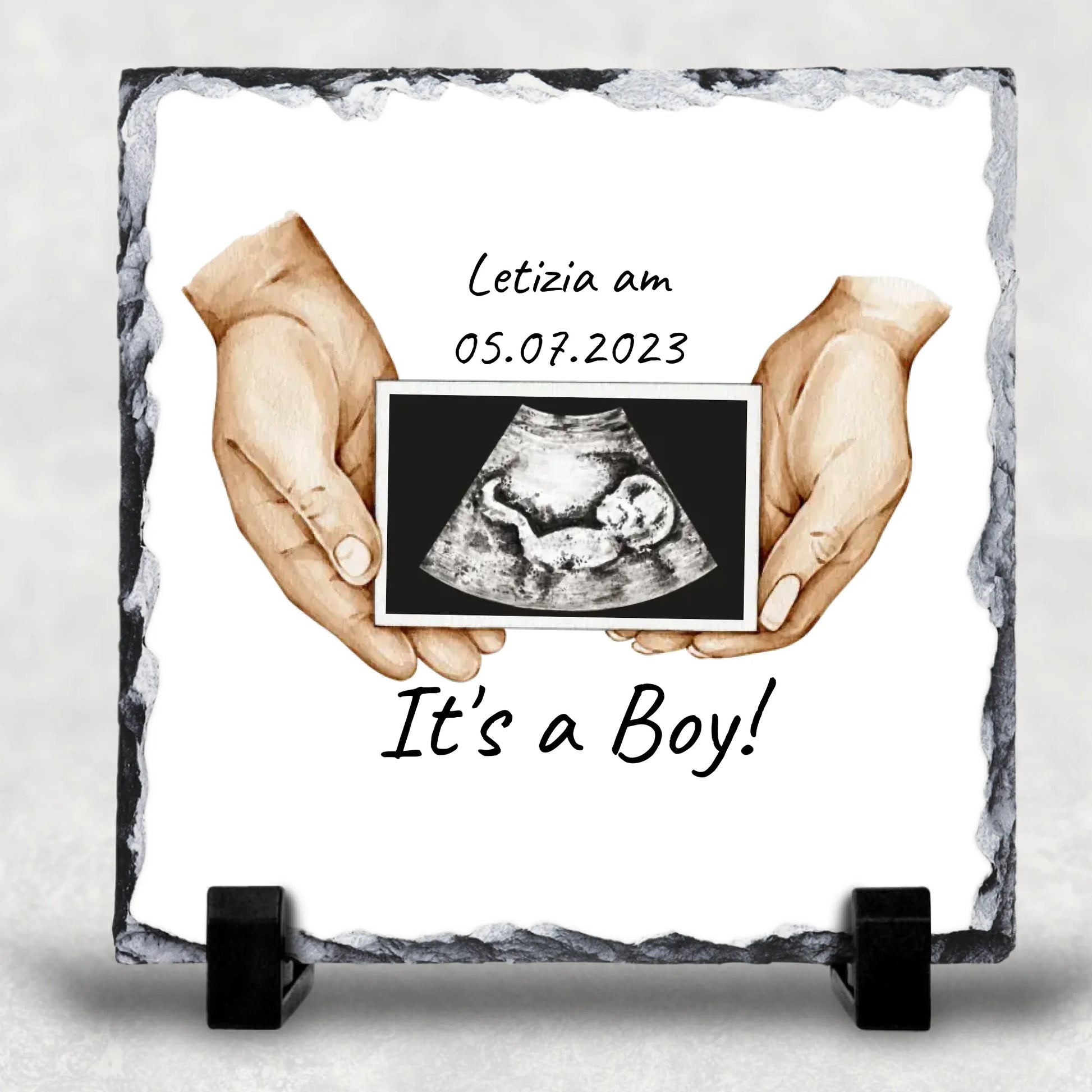 "It's a boy" or "It's a girl" mit Text und Bild - individuelles Schieferherz | Personalize Palace