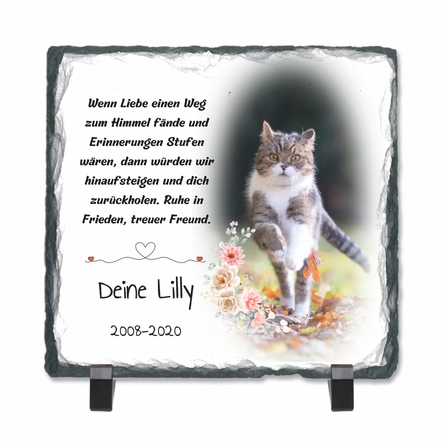 Katzen Herz aus Natur Schiefer - individuelle Schieferplatte | Personalize Palace