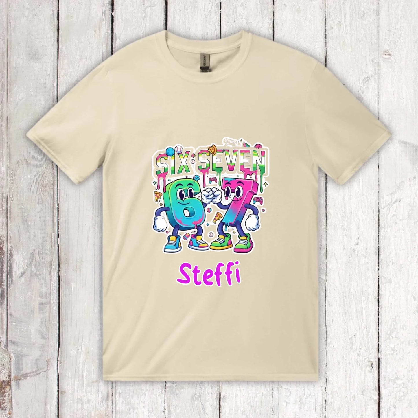 Six Seven (6 7) mit Name - individuelles Kinder T-Shirt