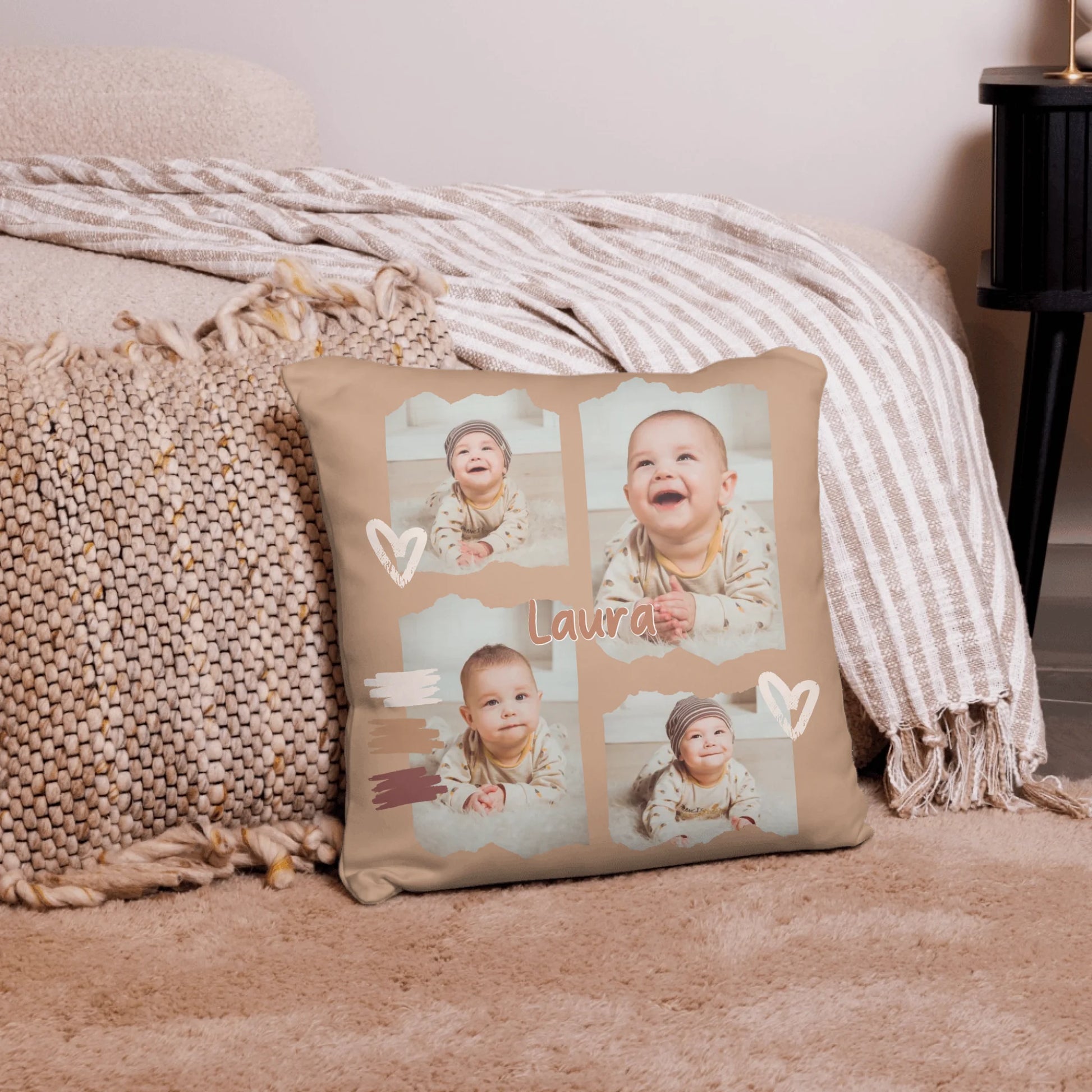 Personalisiertes Kissen Baby mit Namen & Foto – Einzigartiges Geschenk zur Geburt oder Taufe | Personalize Palace