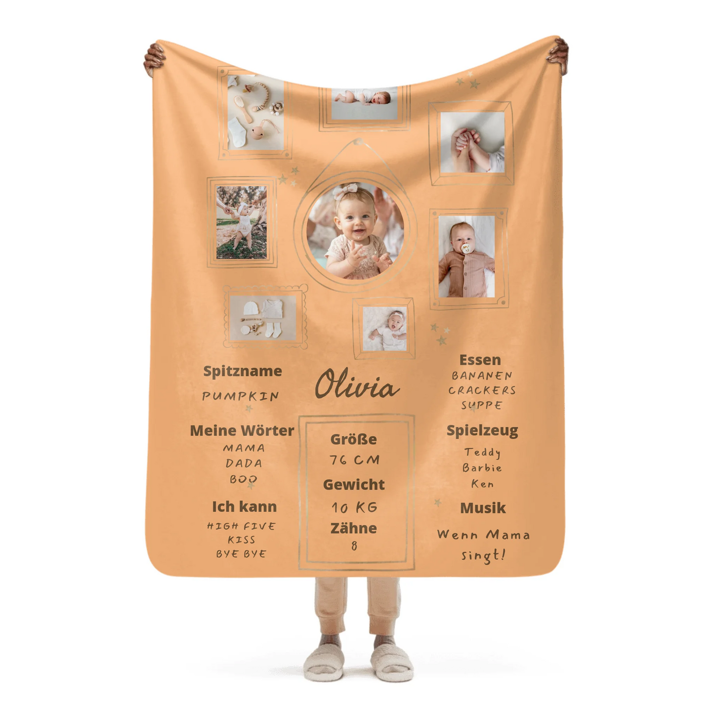 personalisierte Baby und Kinderdecke mit Fotos und Text - Individuelle Kuscheldecke
