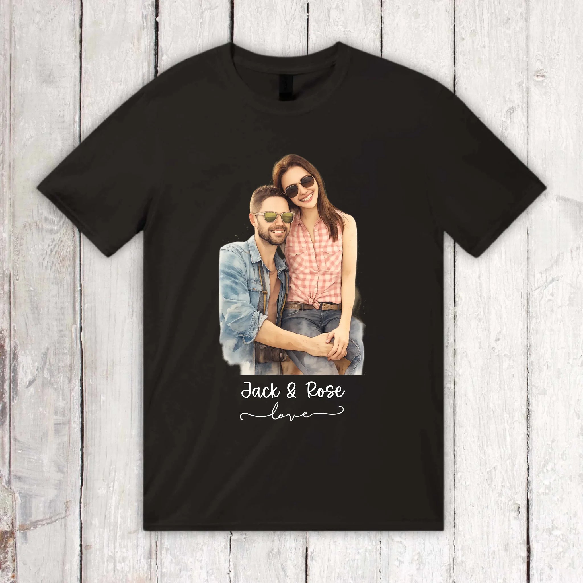 Personalisiertes Aquarell T-Shirt, dein Foto als Zeichnung – individue ...