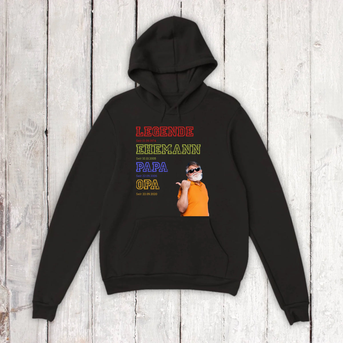 Papa, Mama, Oma, Opa, Legende, Familie mit Foto und Text - Individuelles T-Shirt | Personalize Palace